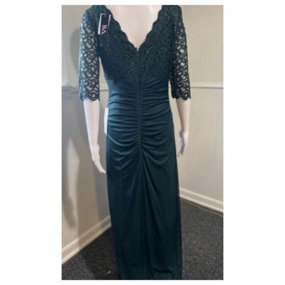 B&A BY BETSY & ADAM WOMEN'S LONG EMBELLISHED 3/4 SLEEVE DRESS - Picture 2 of 8